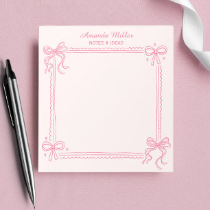 Carnet personnalisé avec nœud rose féminin