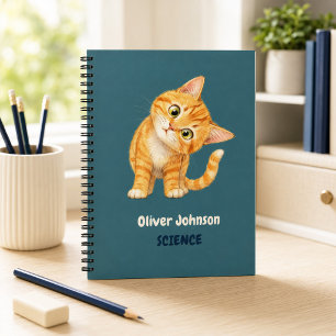 Carnet Personnalisé Chat Orange Drôle Sombre Turqu