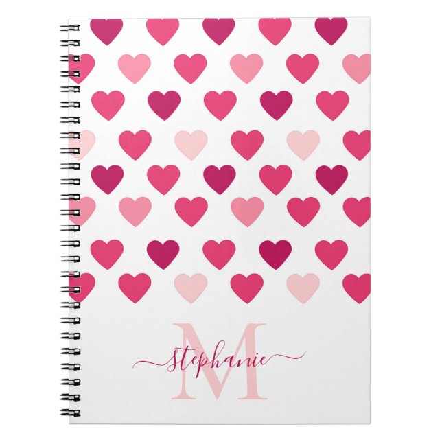 Carnet Personnalisé Cute Girly Coeurs roses Aimer (Devant)