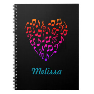 Carnet personnalisé de coeur de musique
