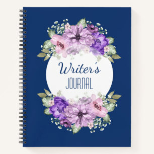 Carnet personnalisé de fleurs d'aquarelle violette
