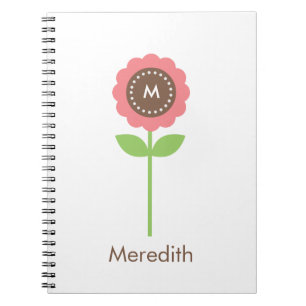Carnet personnalisé de la fleur de monogramme