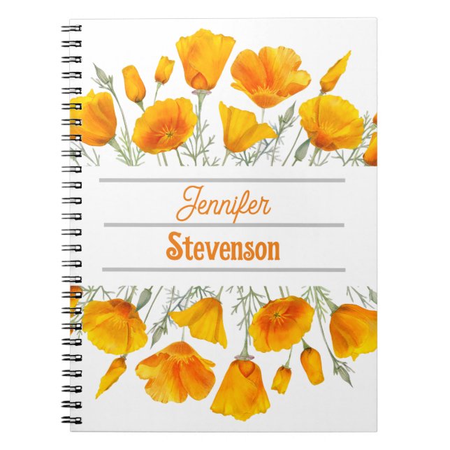 Carnet personnalisé des pavots de Californie jaune (Devant)