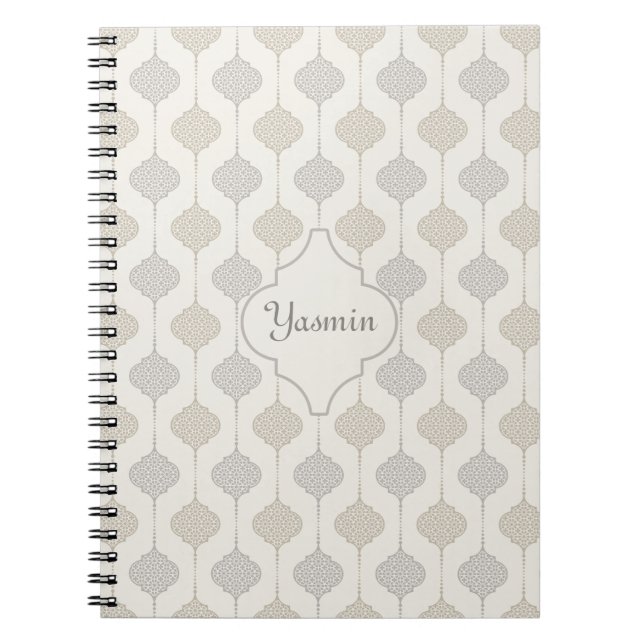 Carnet Personnalisé Elégant Neutre Arabesque (Devant)