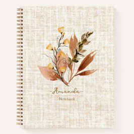 Carnet Personnalisé Elégant texture fleurs sauvages Autom