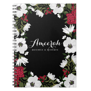Carnet personnalisé en fleurs d'anémones rouges