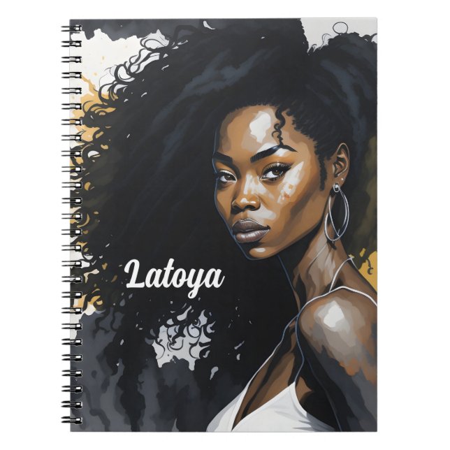 Carnet personnalisé femme noire (Devant)