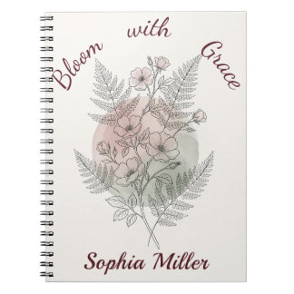 Carnet personnalisé Fleur Rose rose personnalisé N