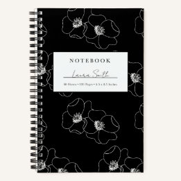 Carnet Personnalisé Fleurs Blanches et Noires