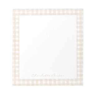 Carnet personnalisé gingham beige