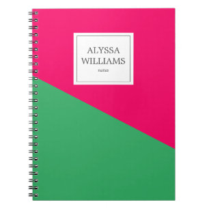 Carnet Personnalisé Hot rose Vert personnalisé Fille mode