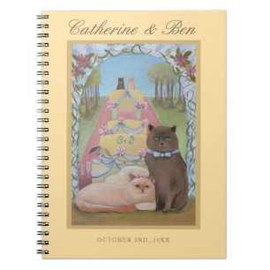 Carnet Personnalisé Jaune Chats de Mariage
