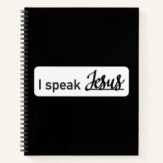 Carnet Personnalisé Je parle Jésus Noir & Blanc sur Noir