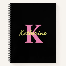 Carnet Personnalisé Monogramme Noir moderne