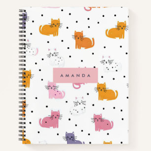 Carnet Personnalisé Motif de chat jouant avec Pois