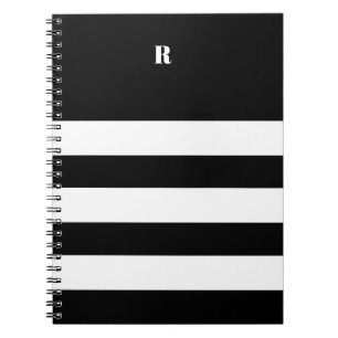 Carnet Personnalisé noir et blanc rayé