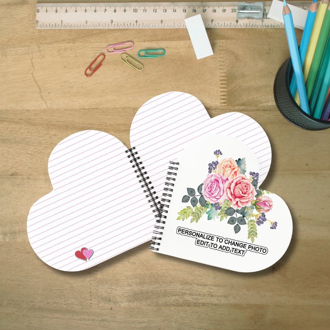 Carnet Personnalisé Nom Photo Oeuvre d'art Bureau de l'éc (Custom Name Photo Artwork School Office Home Heart Notebook)