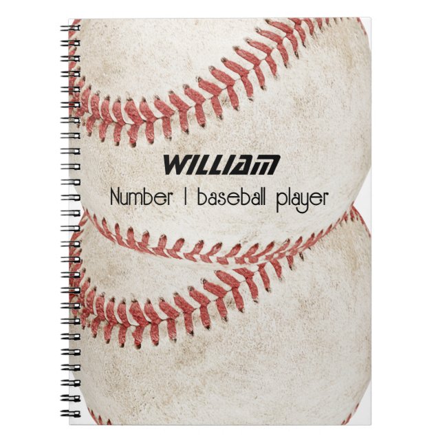 Carnet Personnalisé numéro un joueur de baseball Rustique (Devant)