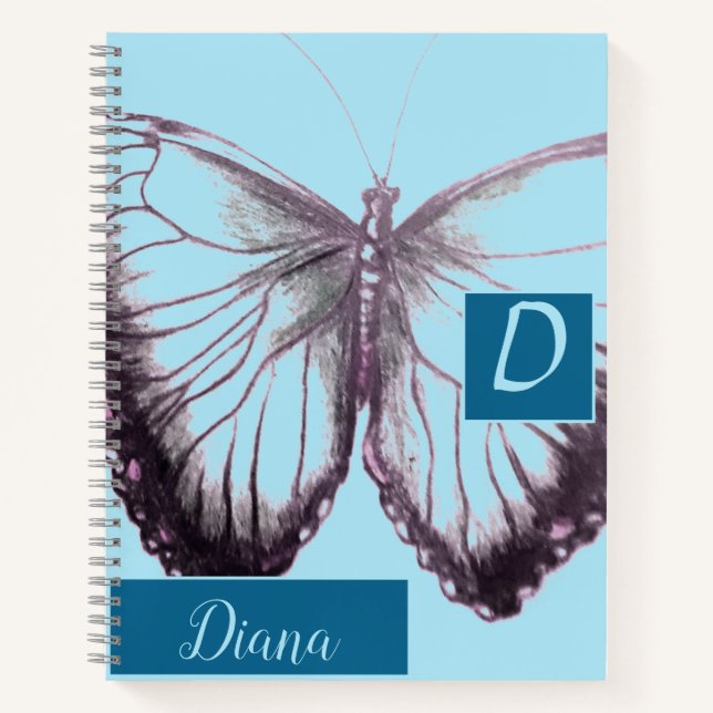 Carnet Personnalisé par le papillon de nom (Devant)