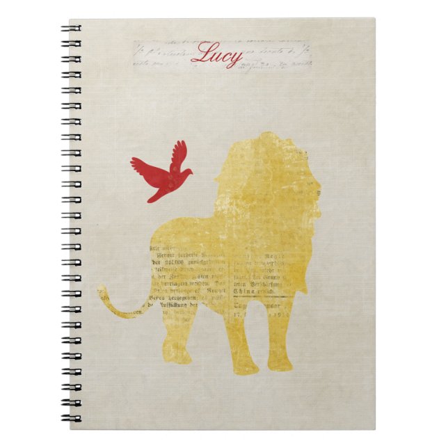 Carnet personnalisé par silhouette de lion d'or (Devant)