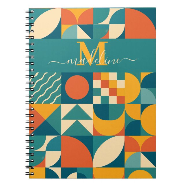 Carnet Personnalisé Retro géométrique coloré (Devant)