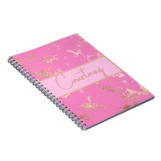 Carnet Personnalisé rose et or