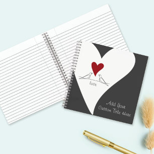 Carnet Personnalisé Simple moderne Inséparables Red Heart
