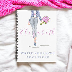 Carnet Personnalisé Stylish Fashion Femme Fleurs roses