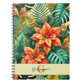 Carnet Personnalisé Vibrant Tropical Noël Poinsettia