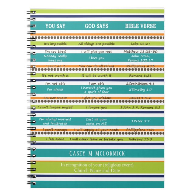 Carnet Personnalisé VOUS DITES / DIEU DIT Versets de la B (Devant)