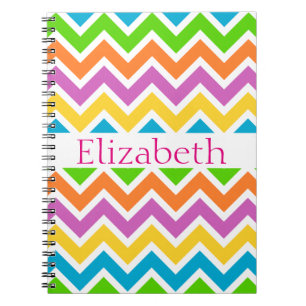 Carnet Personnalisé Zigzag Chevron Motif Coloré Blanc