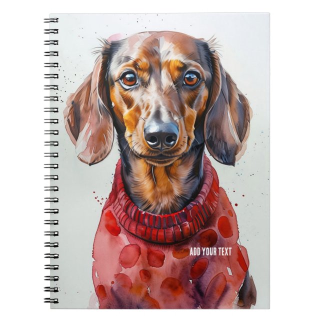 Carnet PERSONNALISER : Chien de Dachshund dans le pull ro (Devant)