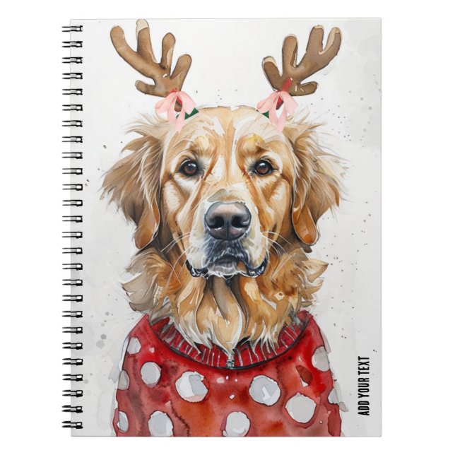 Carnet PERSONNALISER : Chien de Noël avec Antlers (Devant)