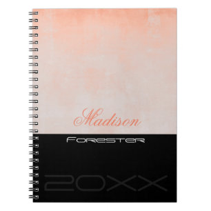 Carnet Personnaliser élégant Peach Peach Pink Black