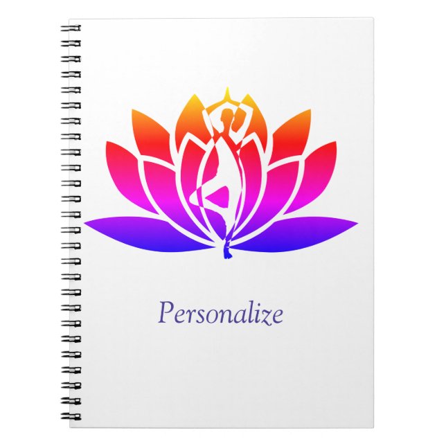 Carnet Personnaliser Illustré Lotus Flower & Pose Yoga (Devant)