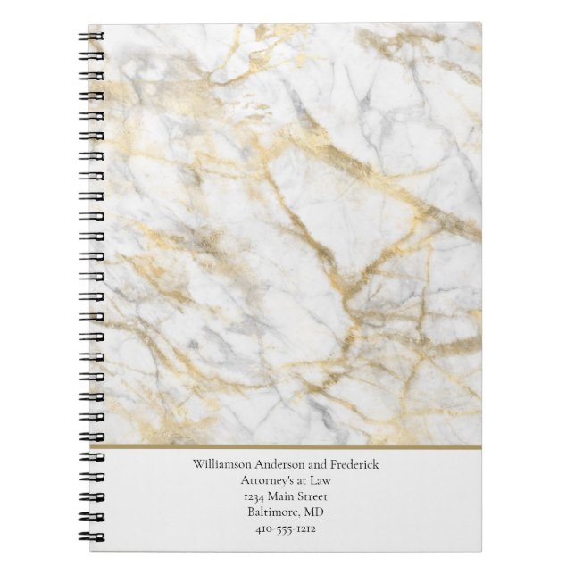 Carnet Personnaliser l'entreprise Marbre gris blanc or (Devant)