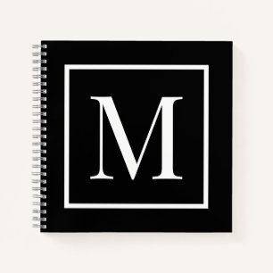 Carnet Personnaliser monogramme noir blanc Tout arrière