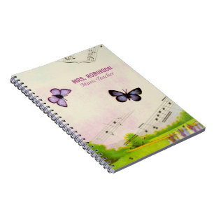 Carnet Personnaliser, Musique Papillons Merci Enseignant
