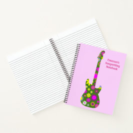 Carnet Personnaliser rose de guitare rétro et personnalis