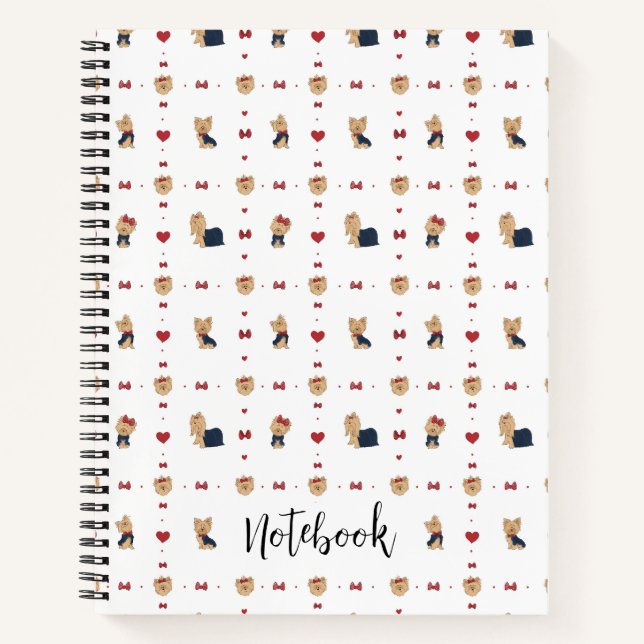 Carnet Personnaliser Sweet Yorkies Bows and Hearts Custom (Devant)