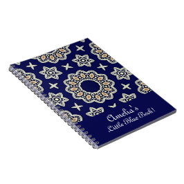 Carnet Personnalisez Navy Blue White & Gold Mandala Dot A
