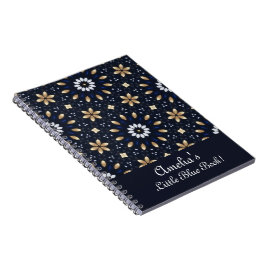 Carnet Personnalisez Navy Blue White & Gold Mandala Dot A