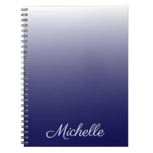 Carnet Personnalized gradient ombre navy blue