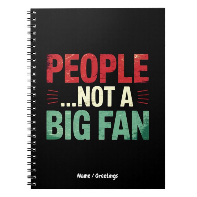 Carnet Personnes Pas Un Gros Fan Introvert Drôle Citation (Devant)