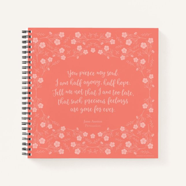 Carnet Persuasion Jane Austen Floral Love Letter Citation (Devant)
