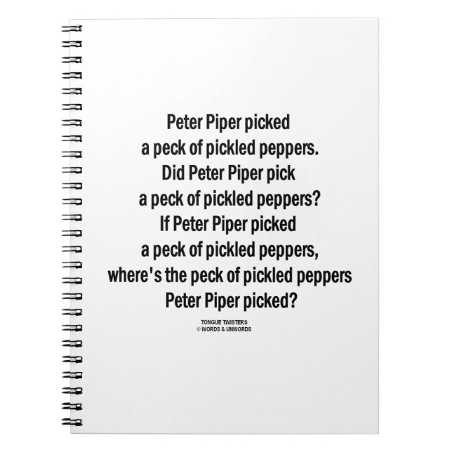 Carnet Peter Piper A Choisi Un Peck De Poivrons Pickled (Devant)