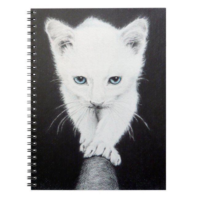 Carnet Petit chaton blanc Dessin animal Amoureux de les c (Devant)
