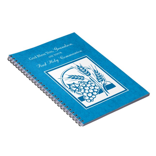 Carnet Petit-fils Première communion Bleu, Blé, Raisins (Côté Droit)