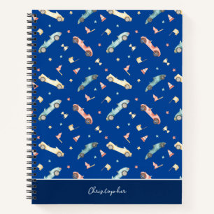 Carnet Petit garçon voiture de course motif aquarelle sur