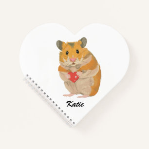 Carnet Petit Hamster mignon tenant le coeur modifiable